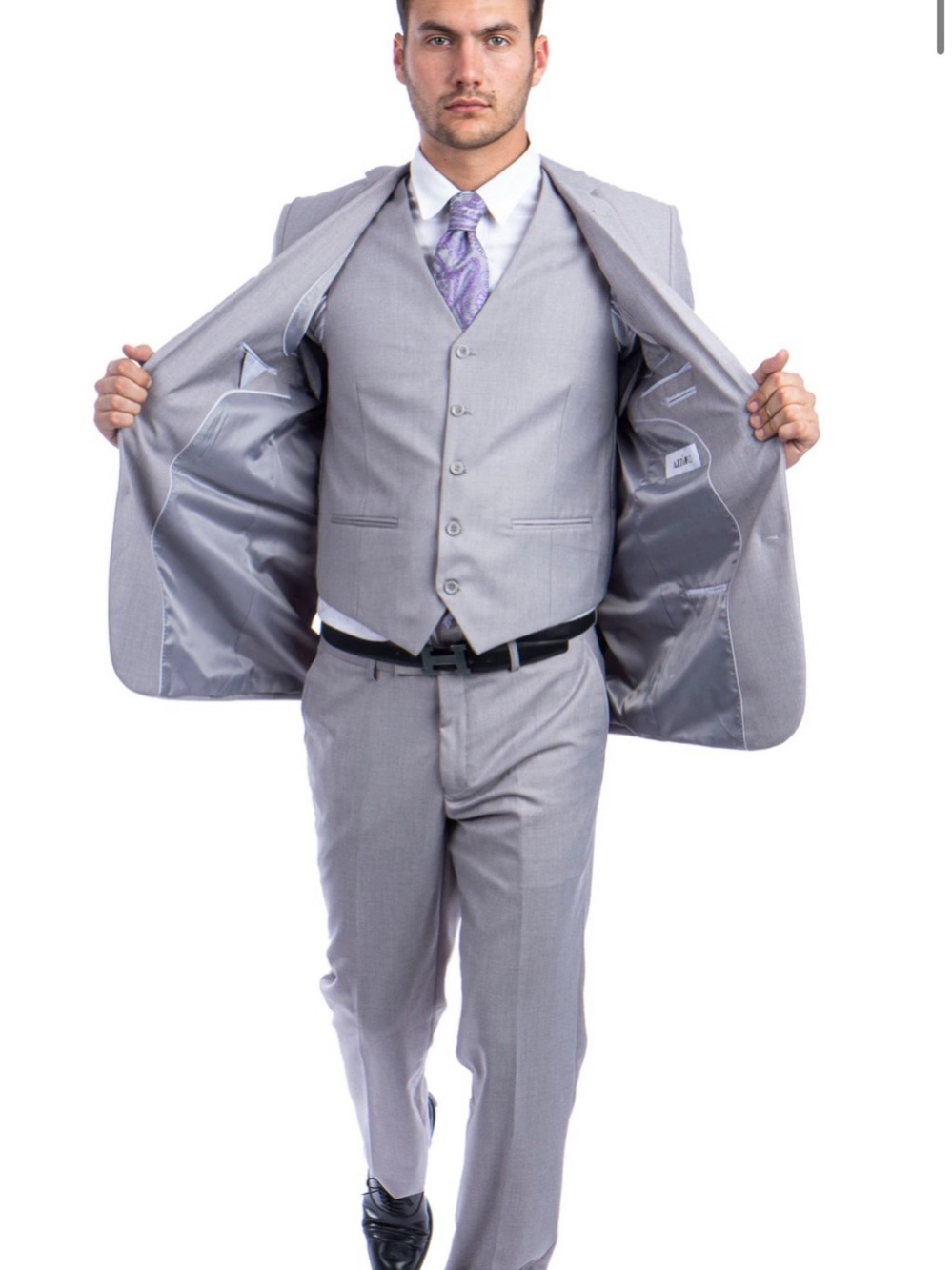 Men's Light Gray Three-Piece Suit Brand New 50R